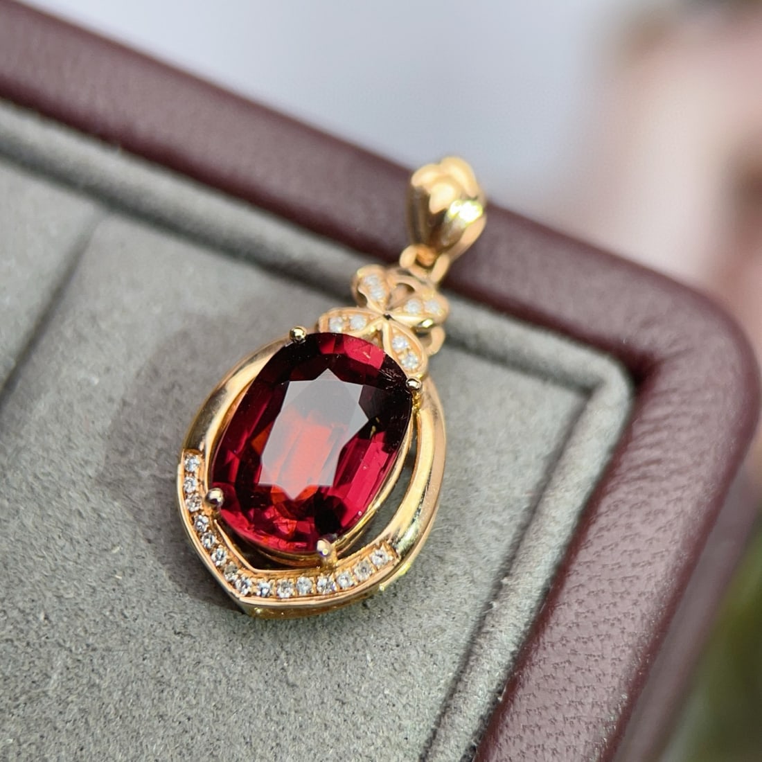 14k Gold 3.37 Ctw Natural Tourmaline & Diamond Pendant( Without Chain ) - 3
