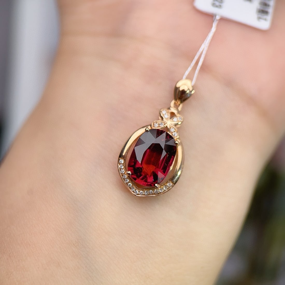 14k Gold 3.37 Ctw Natural Tourmaline & Diamond Pendant( Without Chain ) - 5