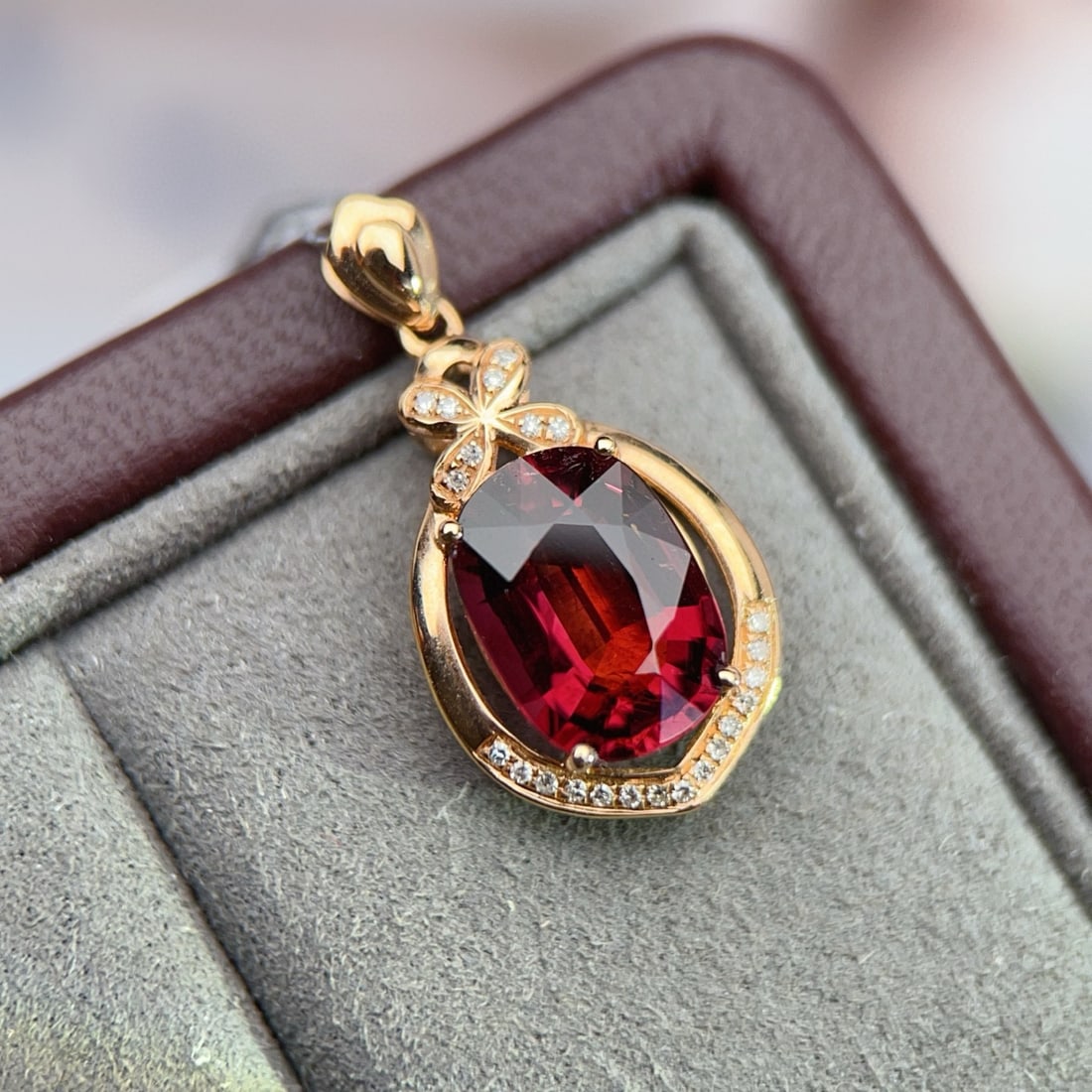 14k Gold 3.37 Ctw Natural Tourmaline & Diamond Pendant( Without Chain ) - 6