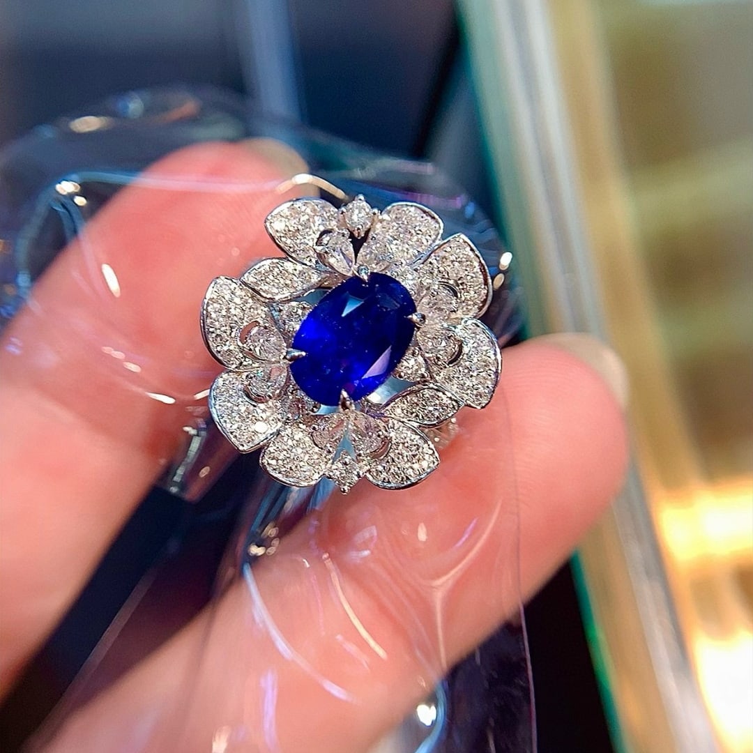 14k Gold 2.70 Ct Natural Sapphire & Diamond Ring - 2