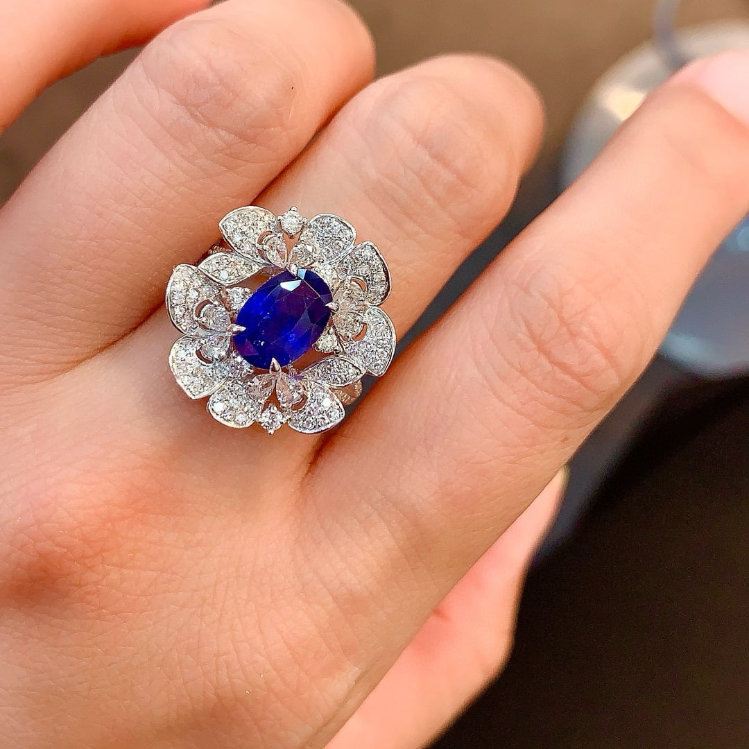 14k Gold 2.70 Ct Natural Sapphire & Diamond Ring - 3