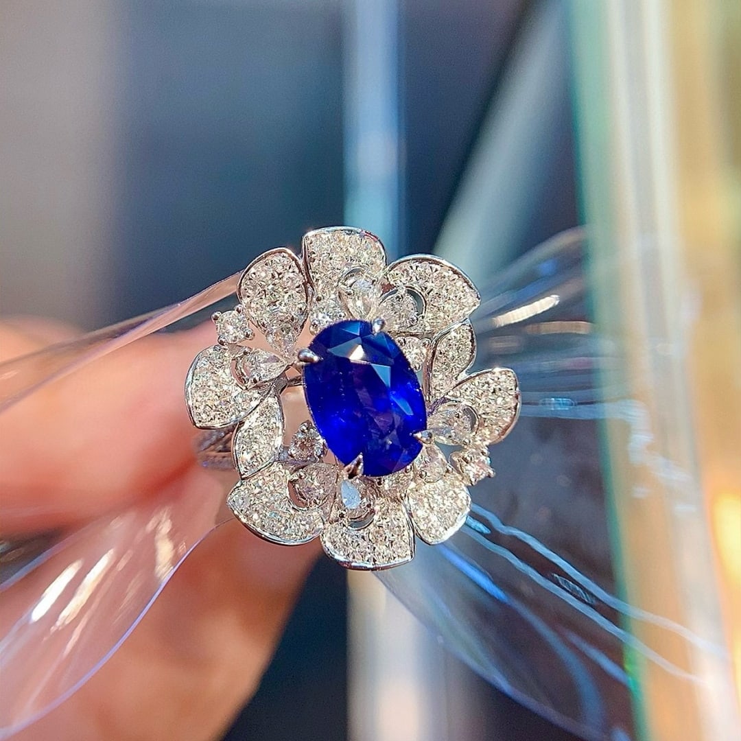 14k Gold 2.70 Ct Natural Sapphire & Diamond Ring - 5