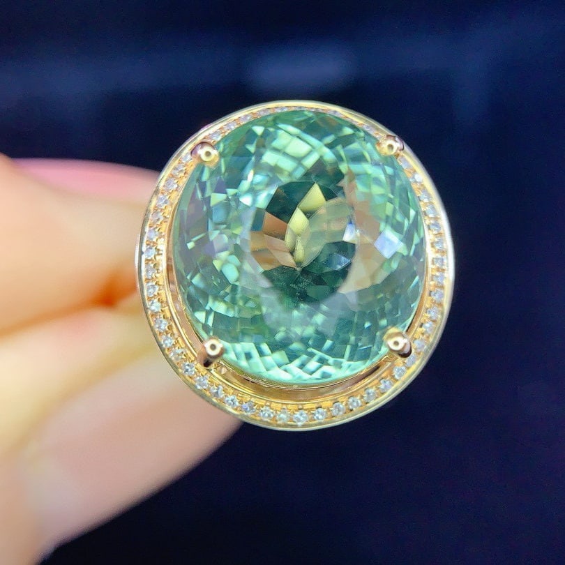14k Gold 8.0 Ct Natural Tourmaline & Diamond Ring - 6