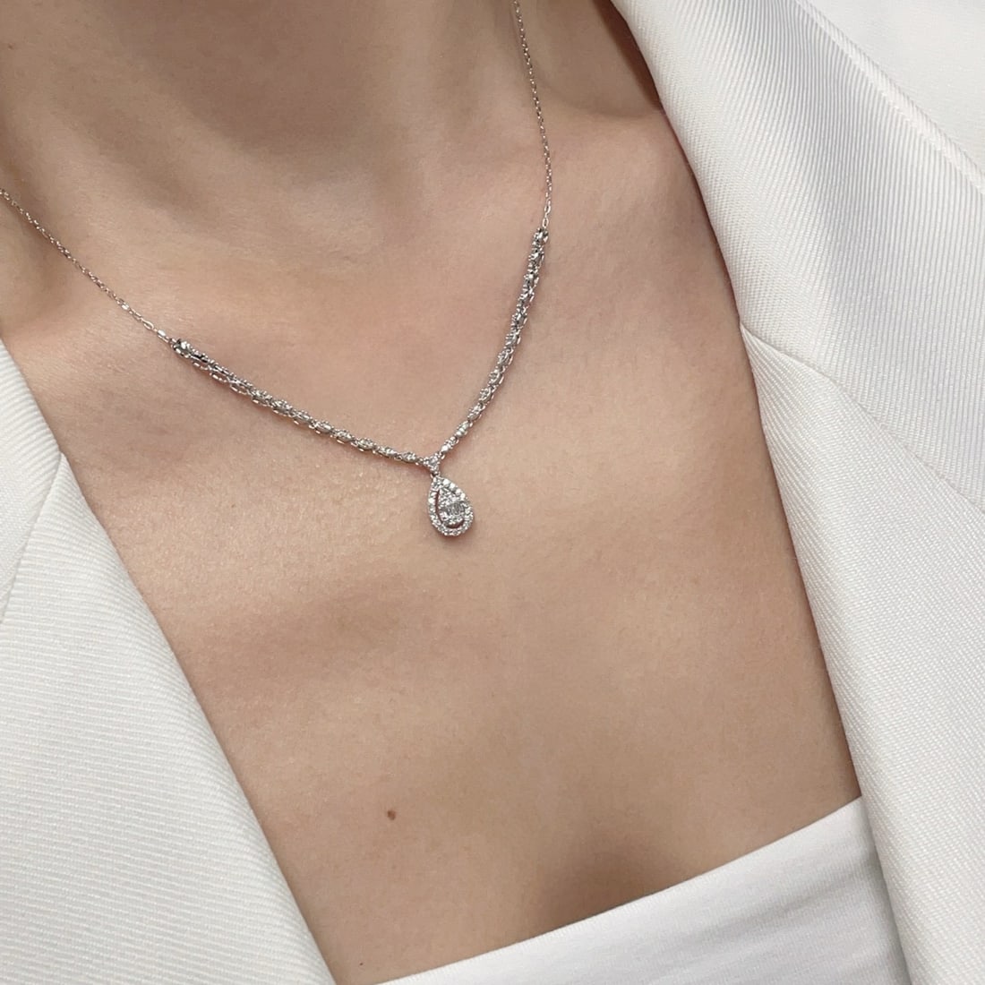 14k Gold 0.5 Ct Natural H Diamond Necklace - 4