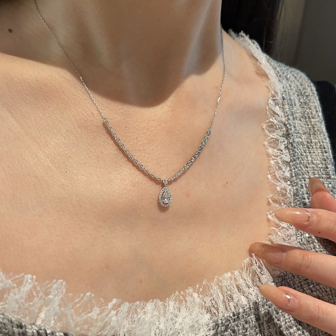 14k Gold 0.5 Ct Natural H Diamond Necklace - 5