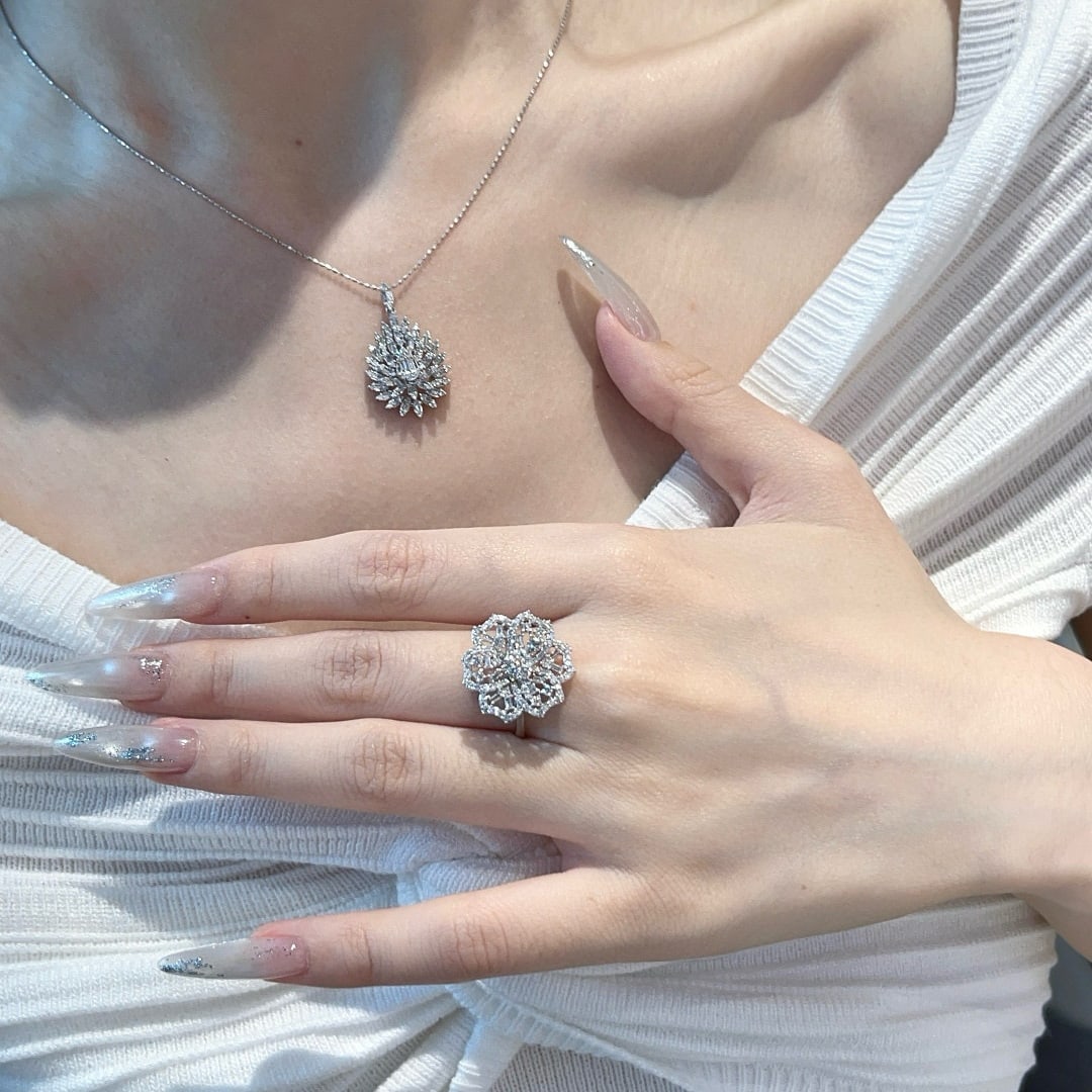 14k Gold 2.20 Ct Natural H Diamond Jewelry Set - 2