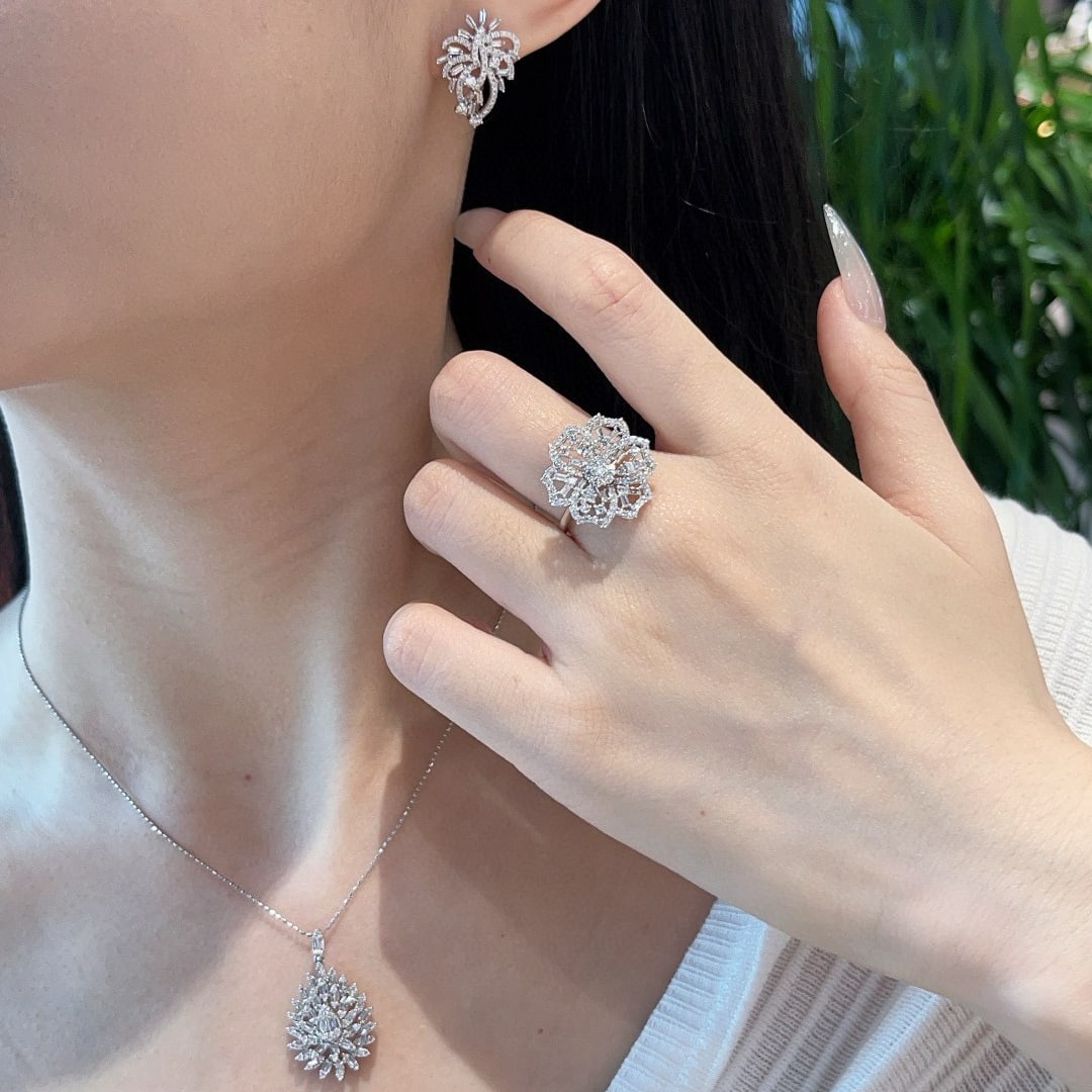 14k Gold 2.20 Ct Natural H Diamond Jewelry Set - 3