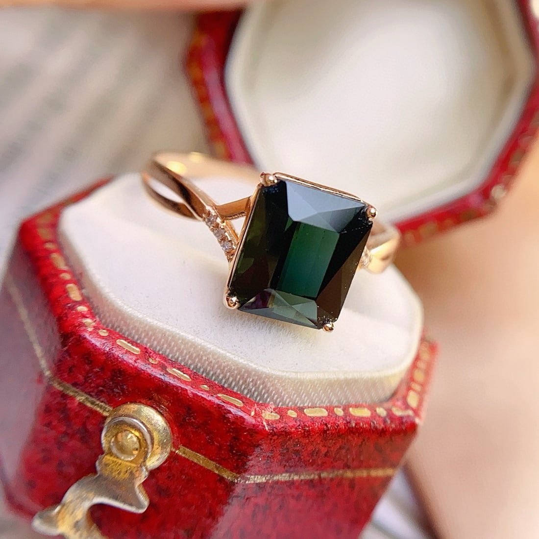14k Gold 2.55 Ct Natural Tourmaline & Diamond Ring - 2