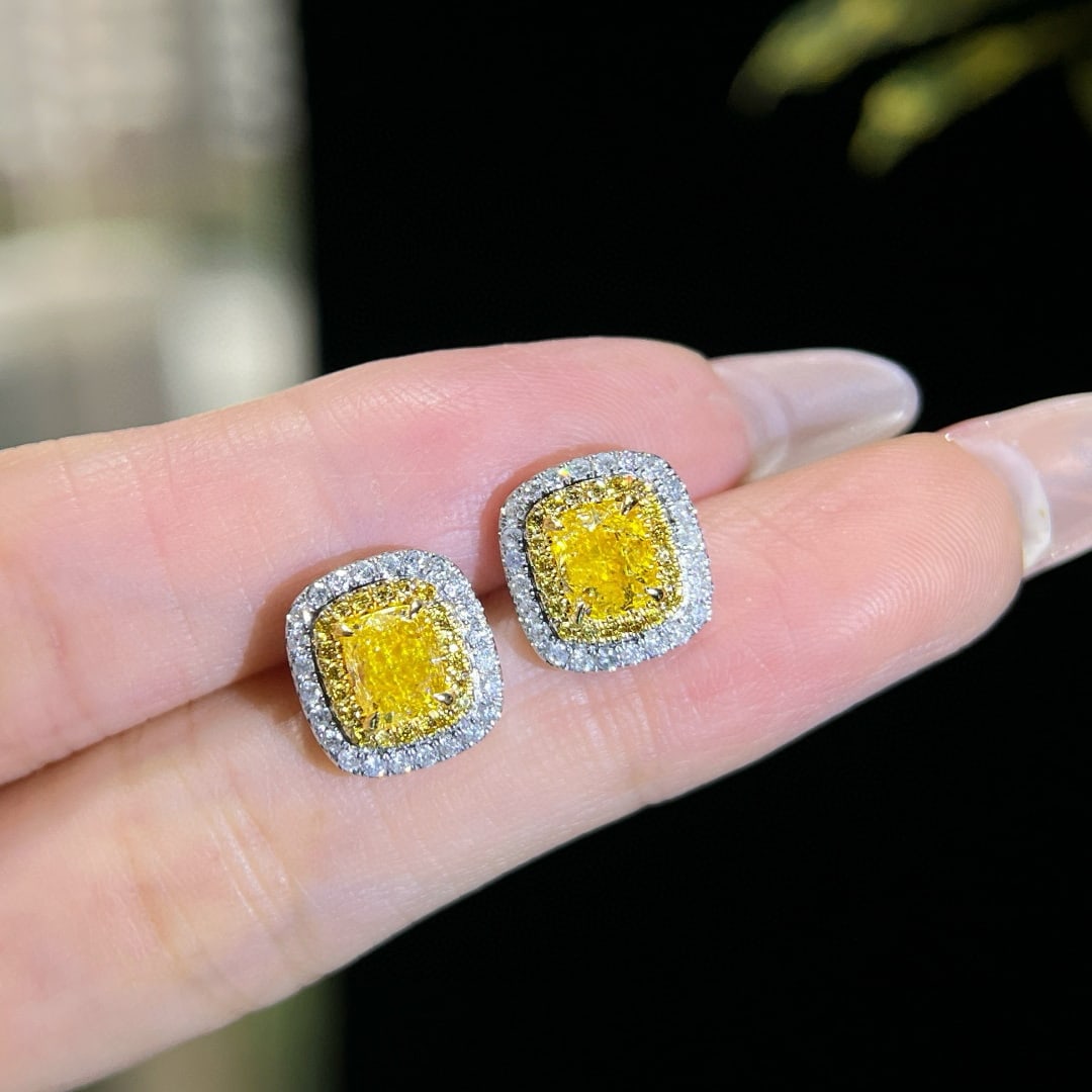14k Gold 5.16 Ctw Natural Yellow Diamond & Diamond Jewelry Set - 4