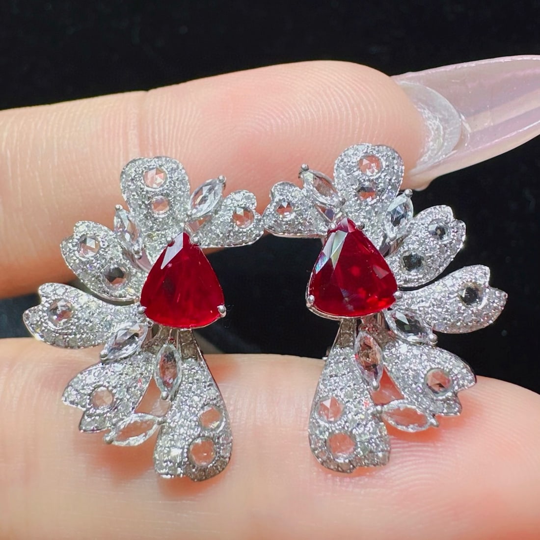 14k Gold 2.82 Ctw Natural Ruby & Diamond Earrings - 2