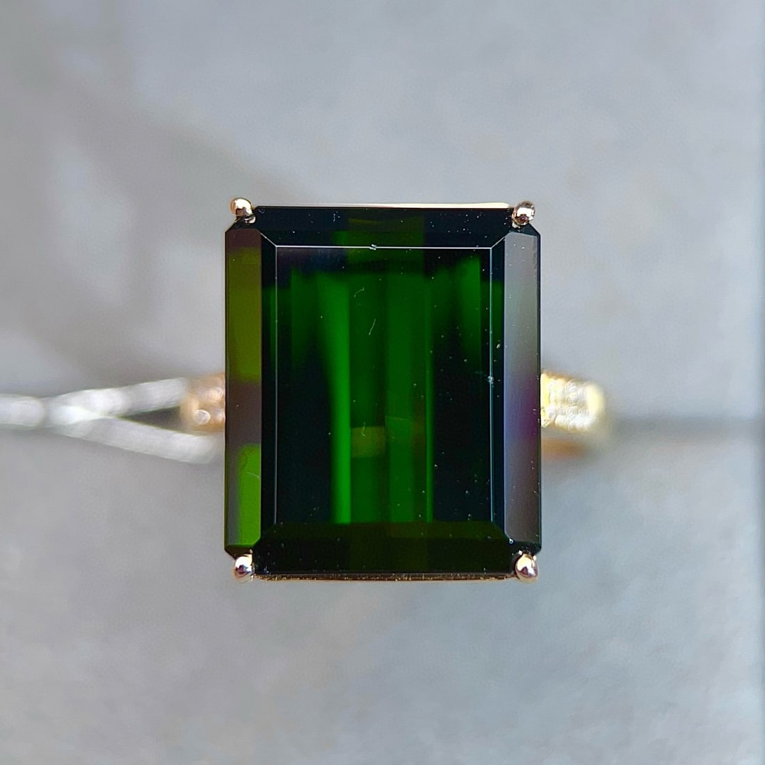 14k Gold 13.96 Ctw Natural Tourmaline & Diamond Ring - 2