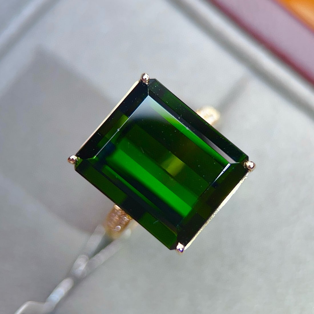 14k Gold 13.96 Ctw Natural Tourmaline & Diamond Ring - 4