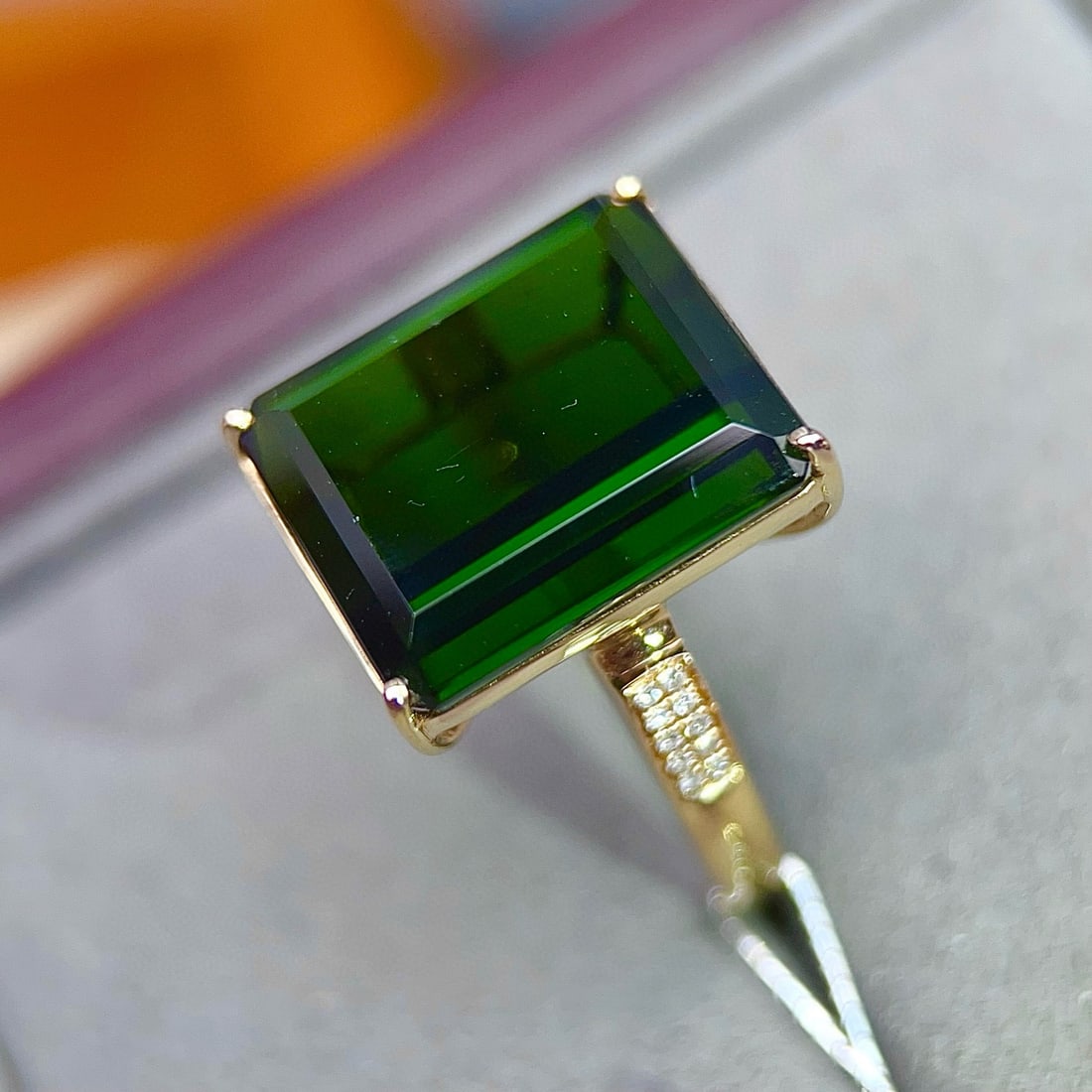 14k Gold 13.96 Ctw Natural Tourmaline & Diamond Ring - 5