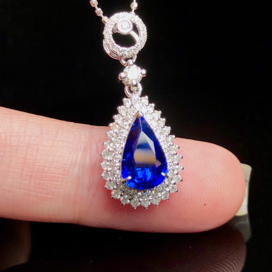 14k Gold 1.96 Ctw Natural Sapphire & Diamond Pendant( Without Chain ) - 2
