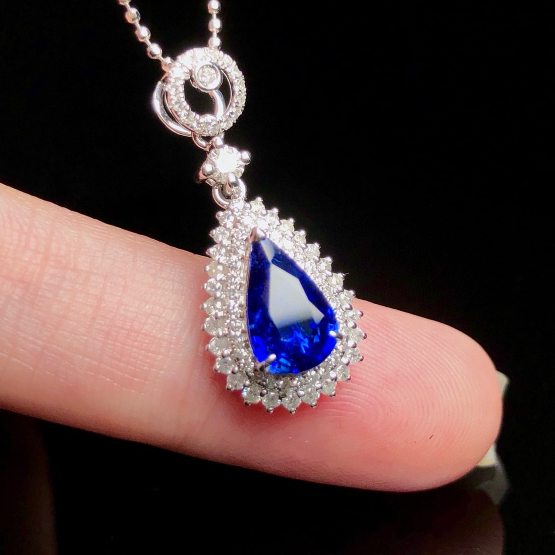 14k Gold 1.96 Ctw Natural Sapphire & Diamond Pendant( Without Chain ) - 3