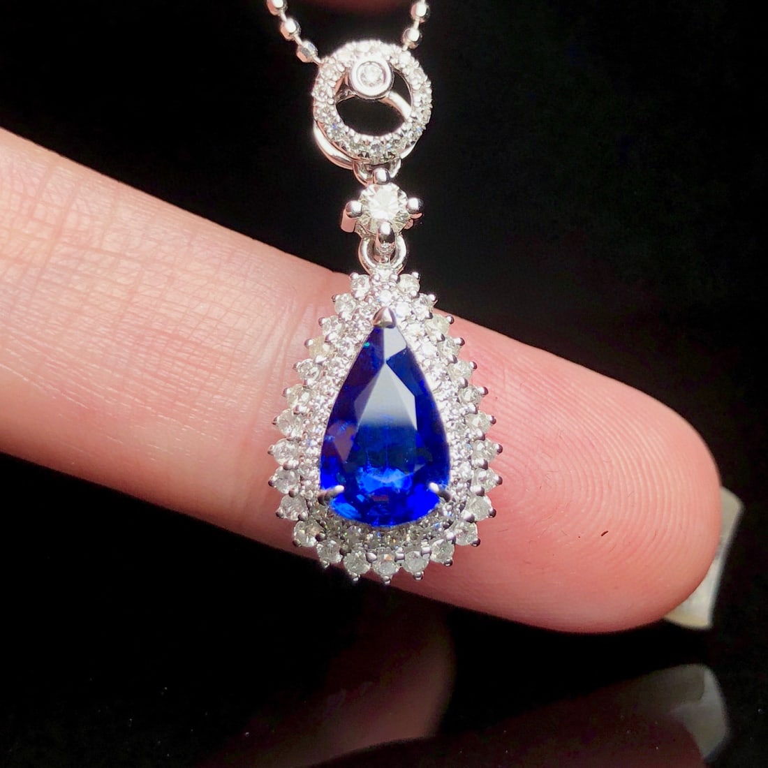 14k Gold 1.96 Ctw Natural Sapphire & Diamond Pendant( Without Chain ) - 4