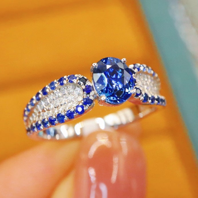 14k Gold 1.41 Ctw Natural Sapphire & Diamond Ring - 3