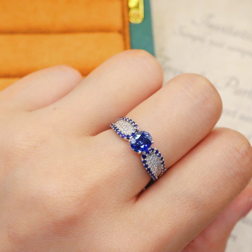 14k Gold 1.41 Ctw Natural Sapphire & Diamond Ring - 5