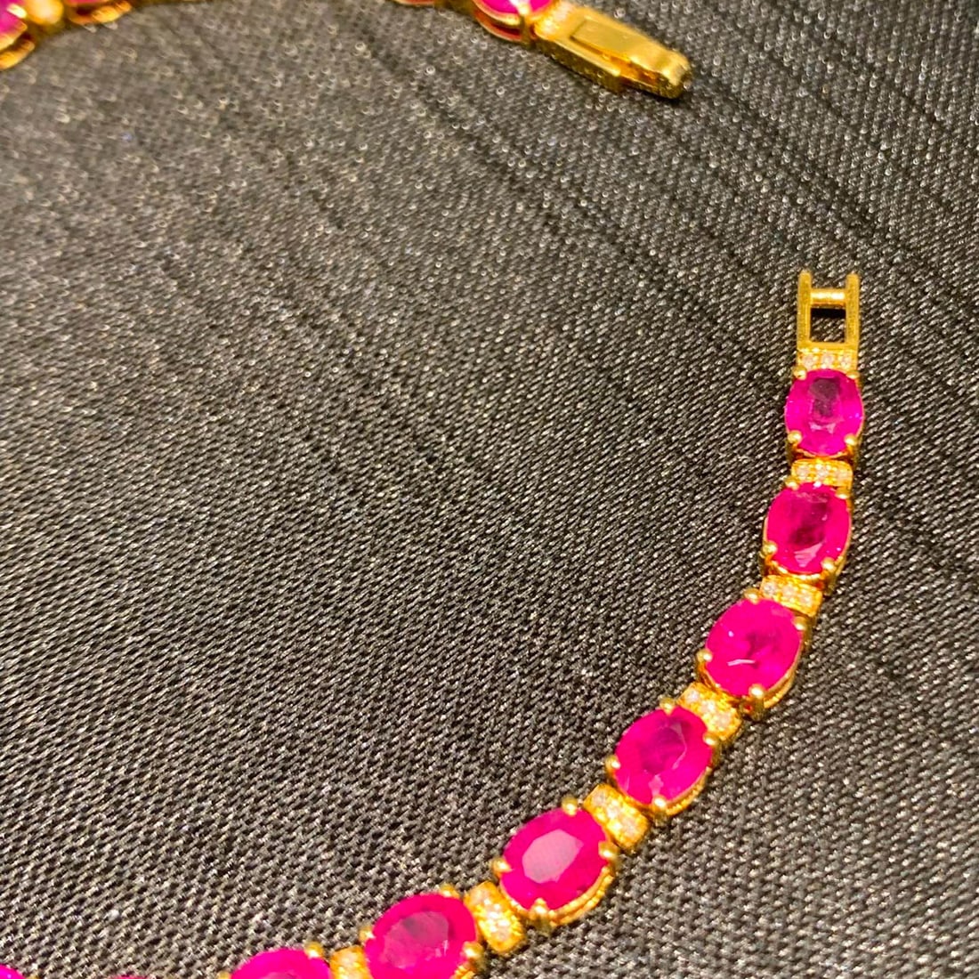 14k Gold 11.5 Ct Natural Ruby & Diamond Bracelet - 2