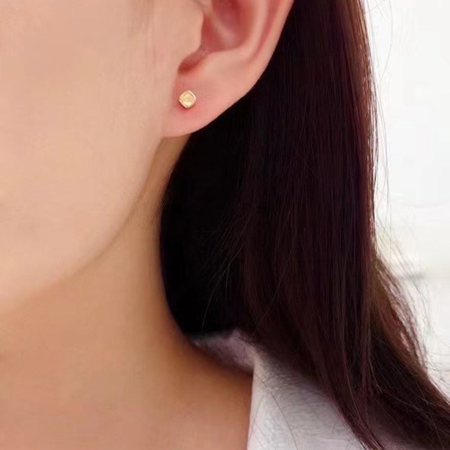 14k Gold 0.5 Ct Natural Yellow Diamond & Diamond Earrings - 3
