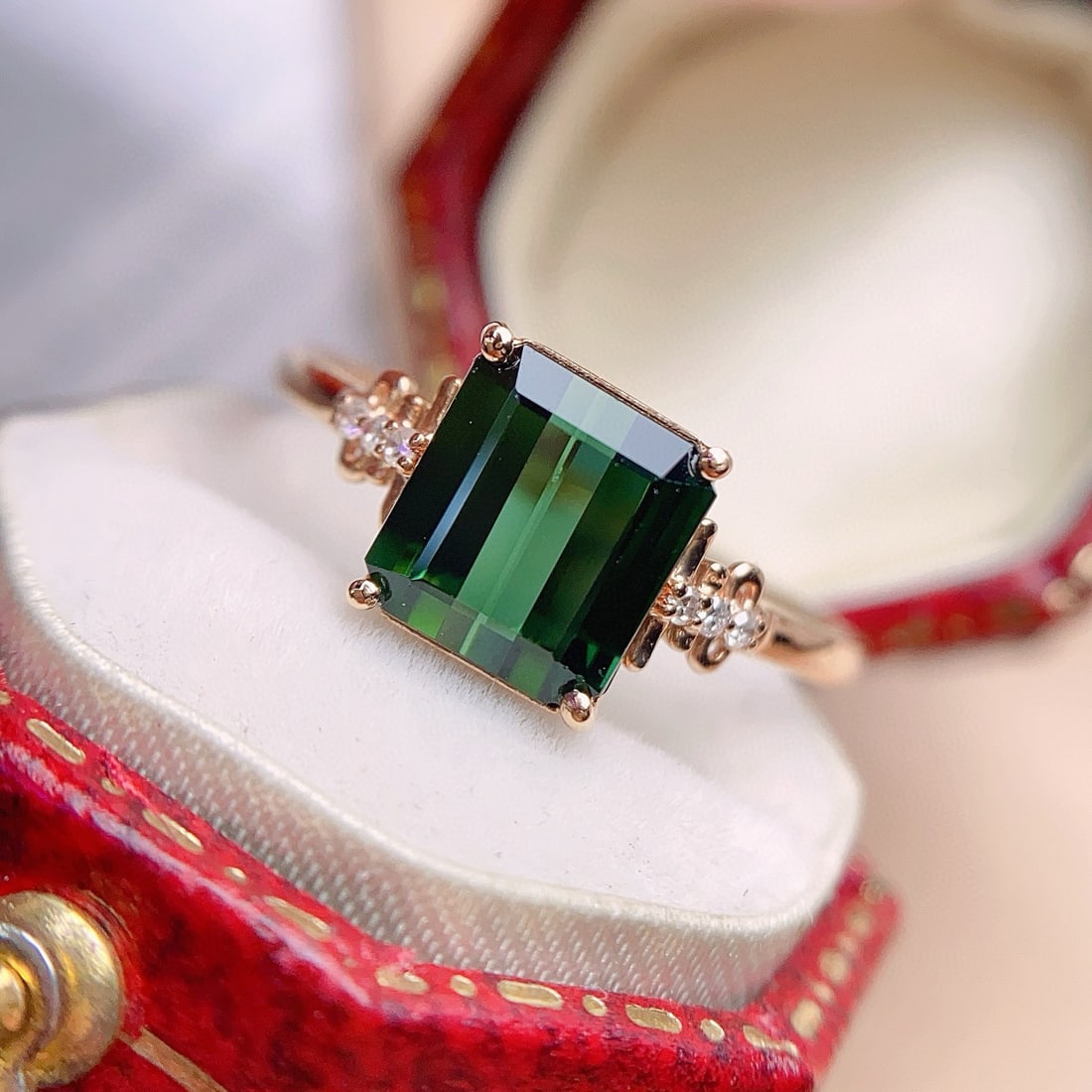 14k Gold 2.00 Ct Natural Tourmaline & Diamond Ring - 2