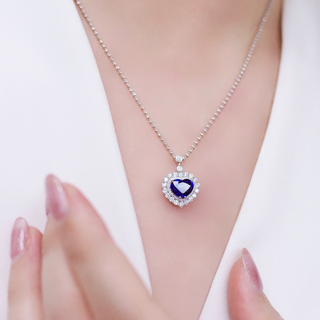 14k Gold 2.79 Ctw Natural Sapphire & Diamond Pendant( Without Chain ) - 2