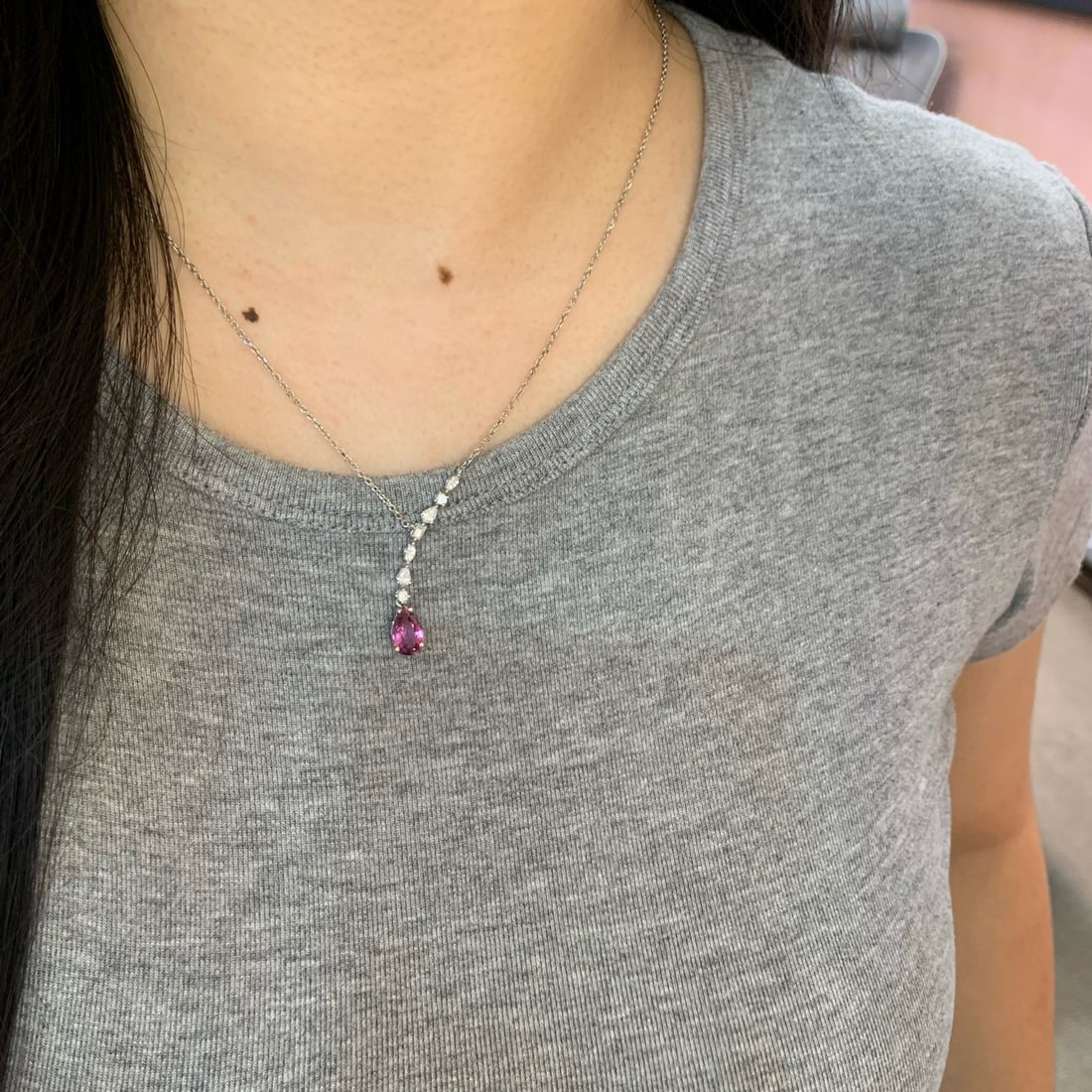 14k Gold 1.92 Ctw Natural Sapphire & Diamond Necklace - 5