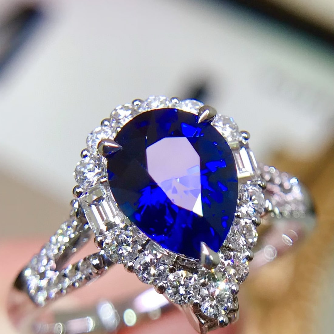 14k Gold 2.12 Ctw Natural Sapphire & Diamond Ring/pendant( Without Chain ) - 2