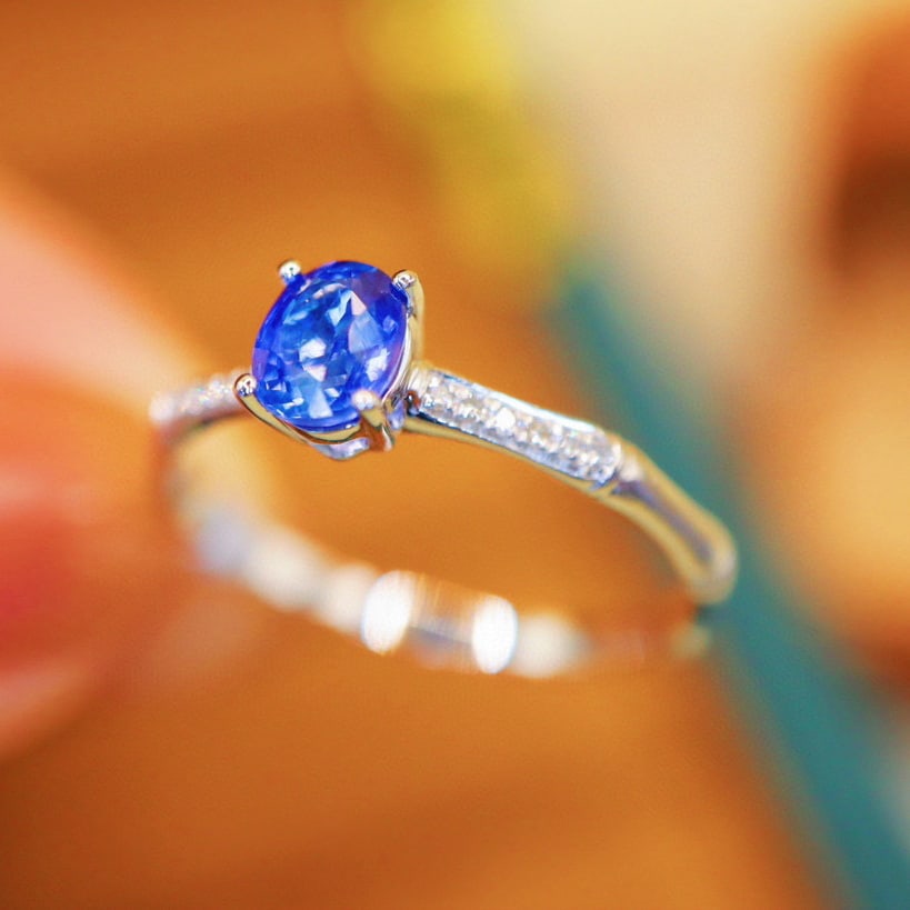 14k Gold 0.62 Ctw Natural Sapphire & Diamond Ring - 2