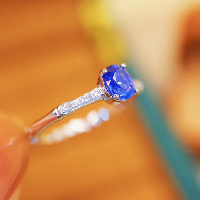 14k Gold 0.62 Ctw Natural Sapphire & Diamond Ring - 3