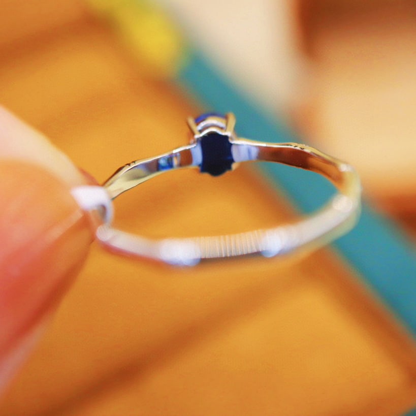 14k Gold 0.62 Ctw Natural Sapphire & Diamond Ring - 5