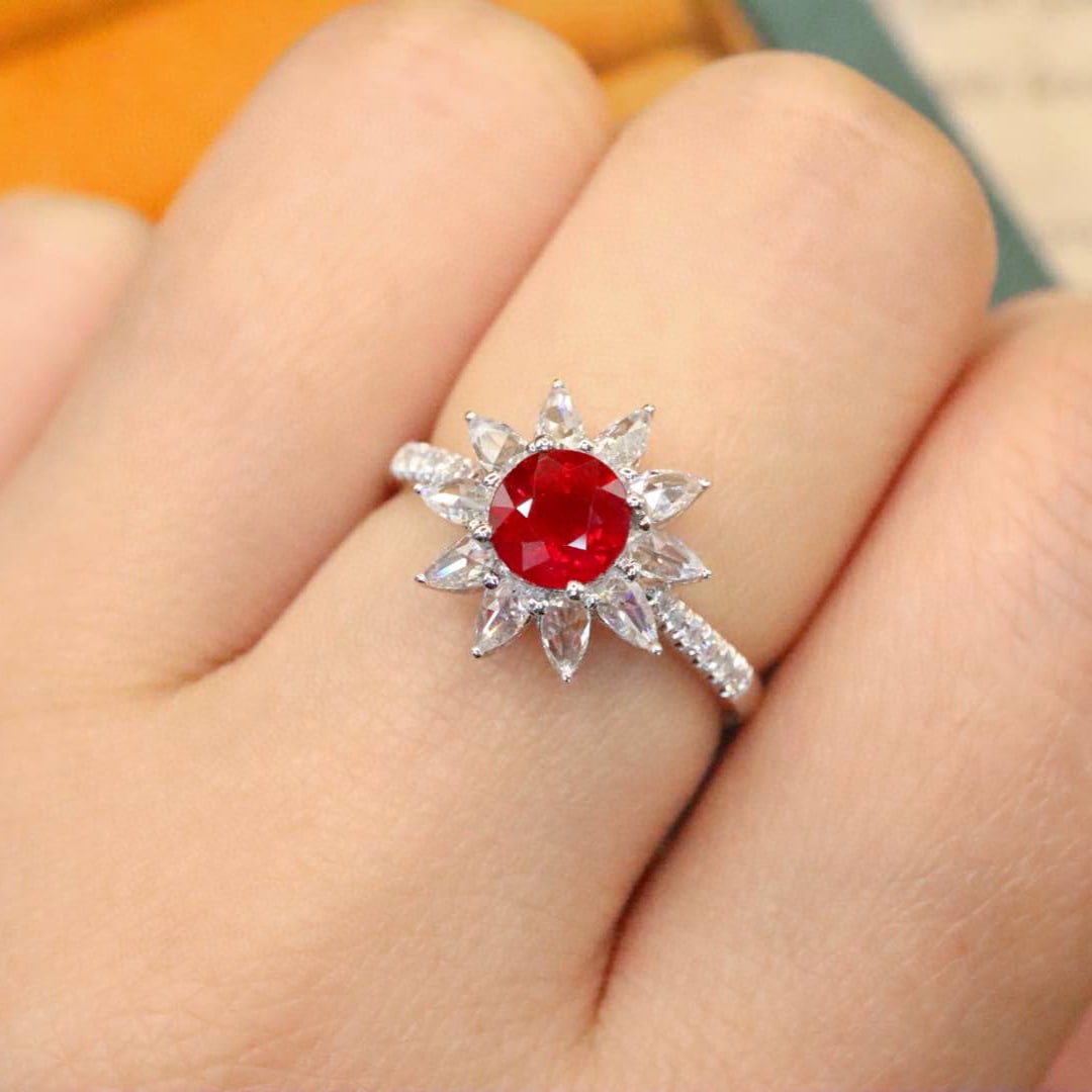 14k Gold 1.43 Ctw Natural Ruby & Diamond Ring - 5