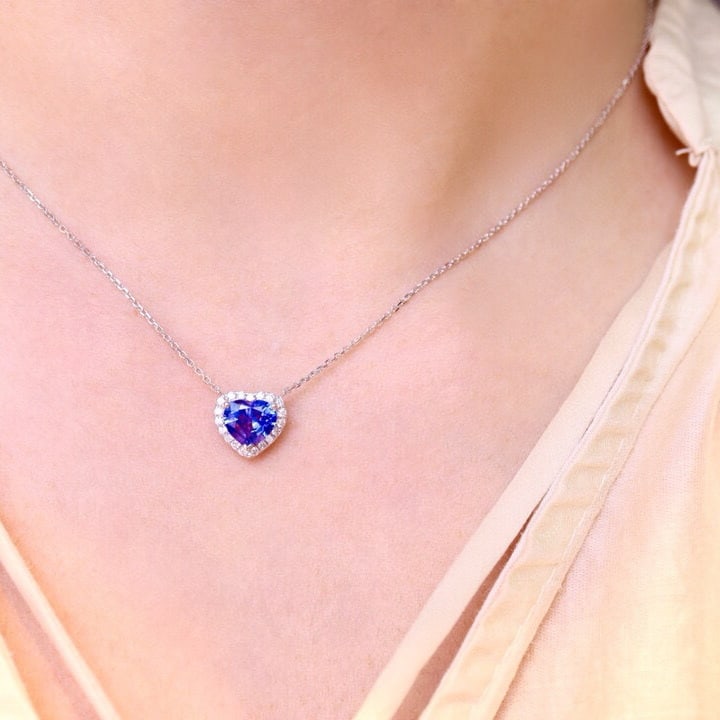 14k Gold 1.59 Ctw Natural Sapphire & Diamond Necklace - 2