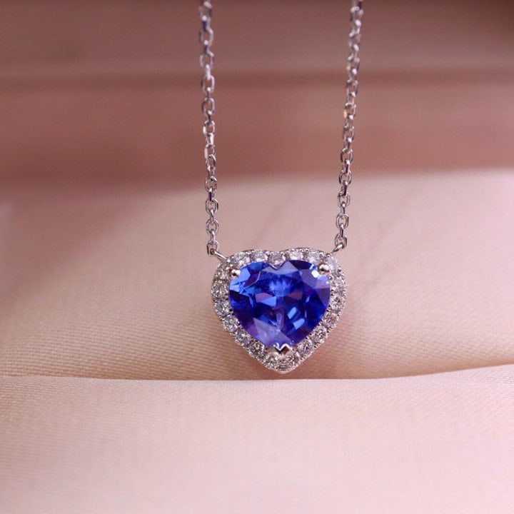 14k Gold 1.59 Ctw Natural Sapphire & Diamond Necklace - 3