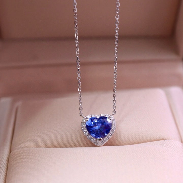 14k Gold 1.59 Ctw Natural Sapphire & Diamond Necklace - 4