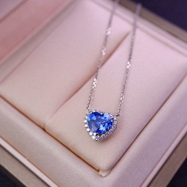 14k Gold 1.59 Ctw Natural Sapphire & Diamond Necklace - 5