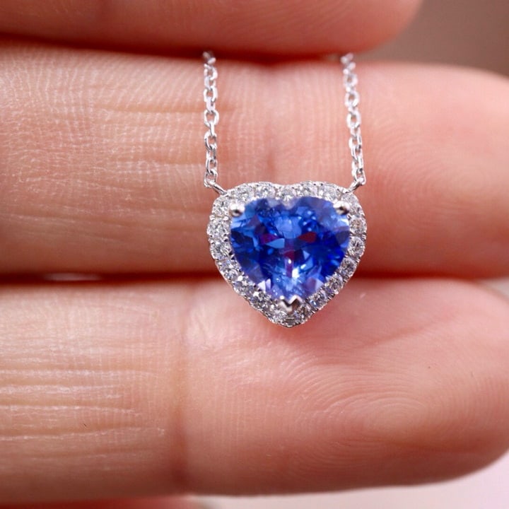 14k Gold 1.59 Ctw Natural Sapphire & Diamond Necklace - 6