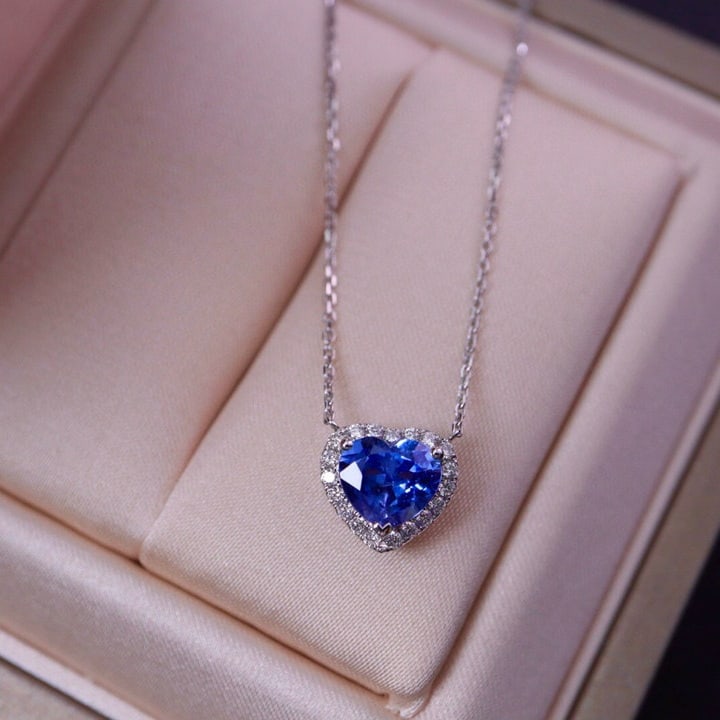 14k Gold 1.59 Ctw Natural Sapphire & Diamond Necklace - 7