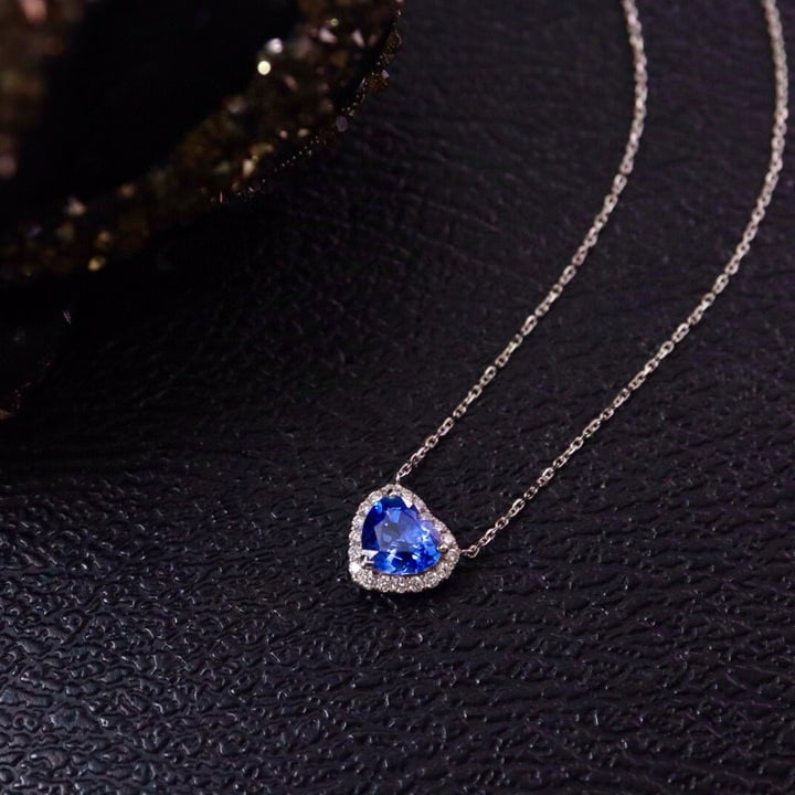 14k Gold 1.59 Ctw Natural Sapphire & Diamond Necklace - 8