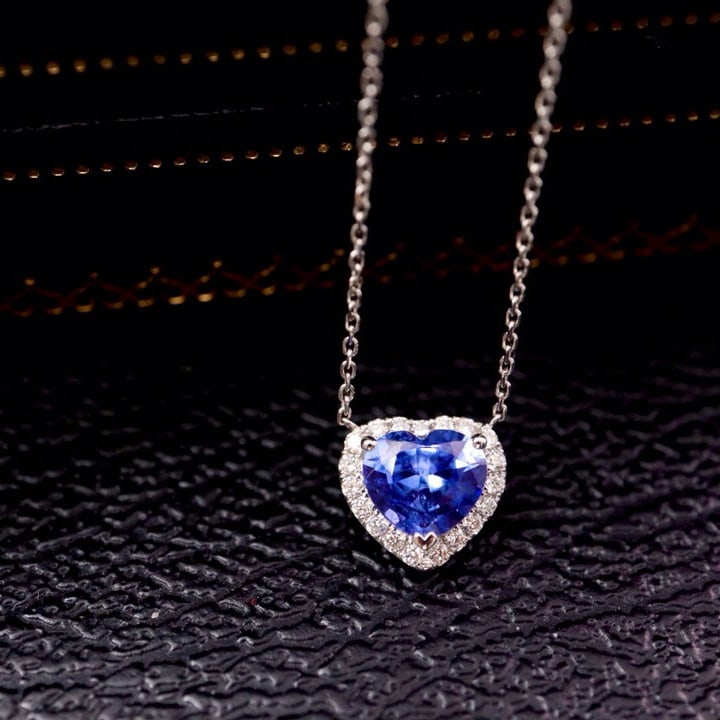 14k Gold 1.59 Ctw Natural Sapphire & Diamond Necklace - 9