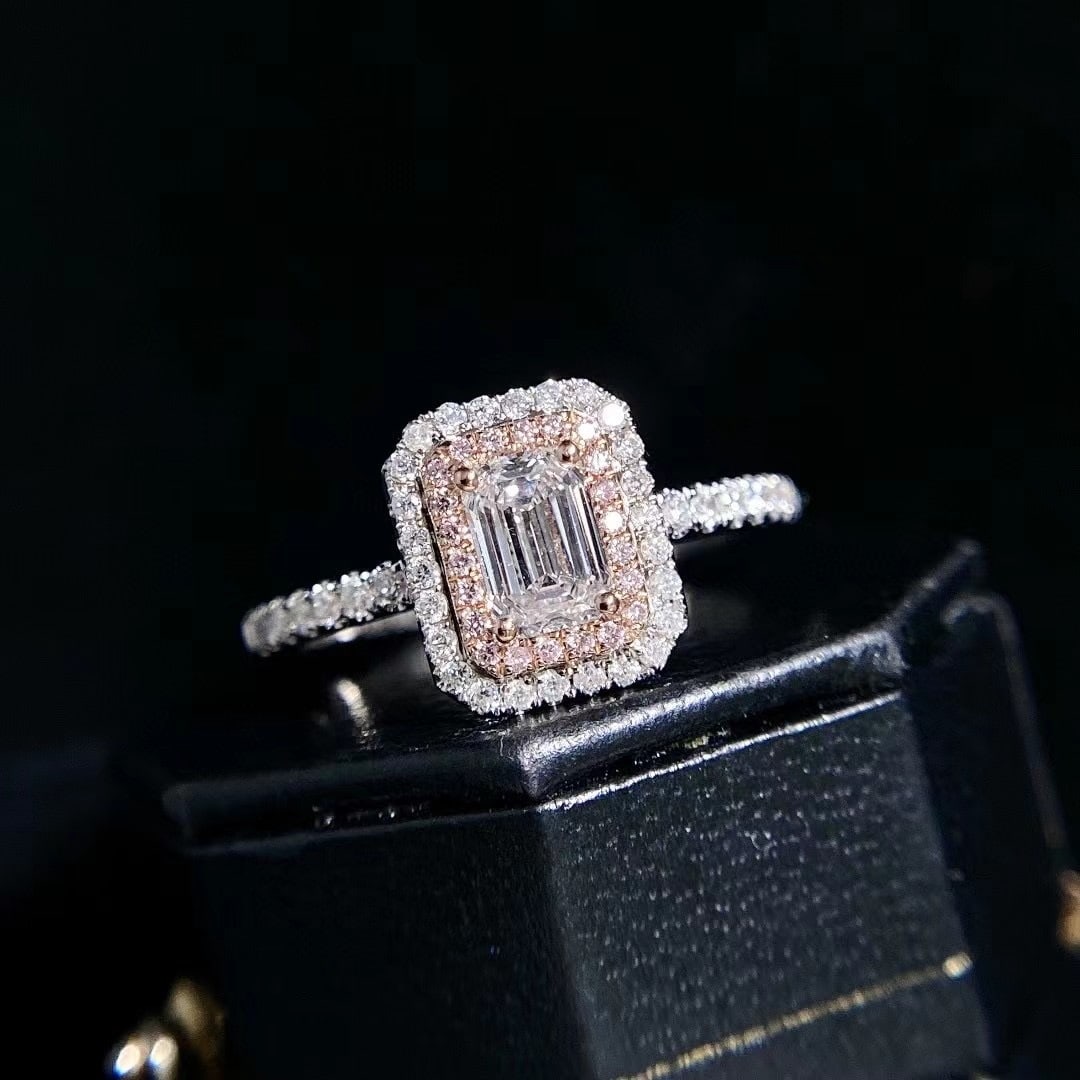 Gia Certified 14k Gold 0.50 Ct Natural D Si2 Emerald Diamond Ring - 2