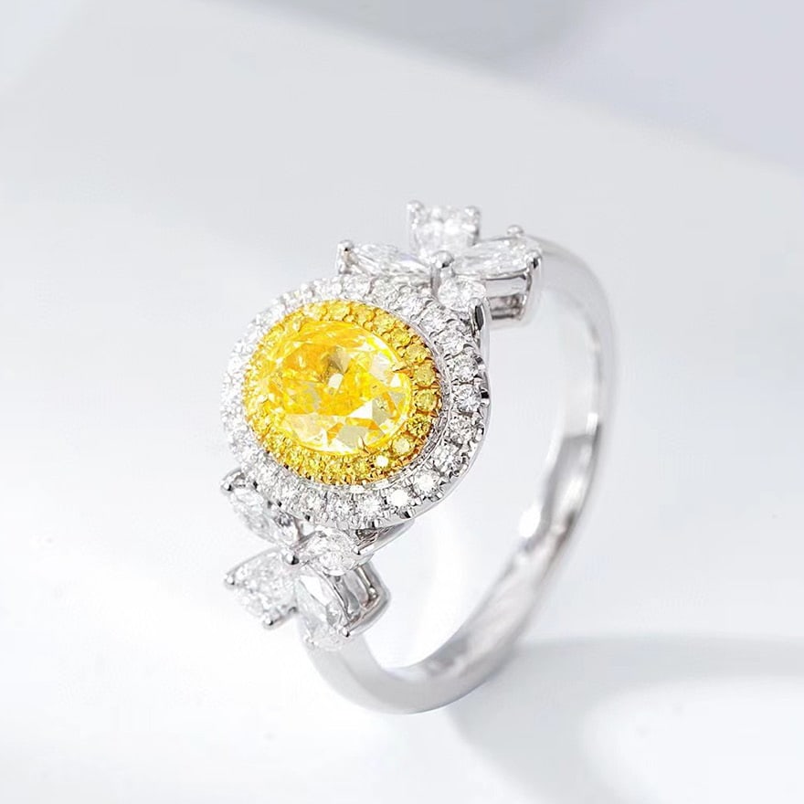 14k Gold 1.75 Ctw Natural Yellow Diamond & Diamond Ring - 2