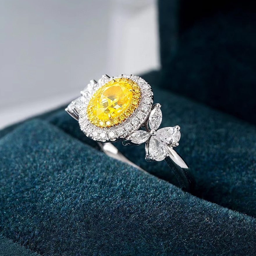 14k Gold 1.75 Ctw Natural Yellow Diamond & Diamond Ring - 3