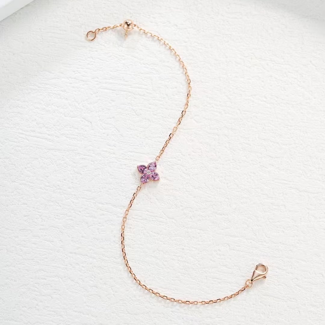14k Gold 0.54 Ctw Natural Sapphire & Diamond Bracelet - 3
