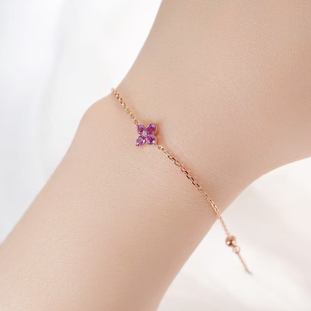 14k Gold 0.54 Ctw Natural Sapphire & Diamond Bracelet - 5