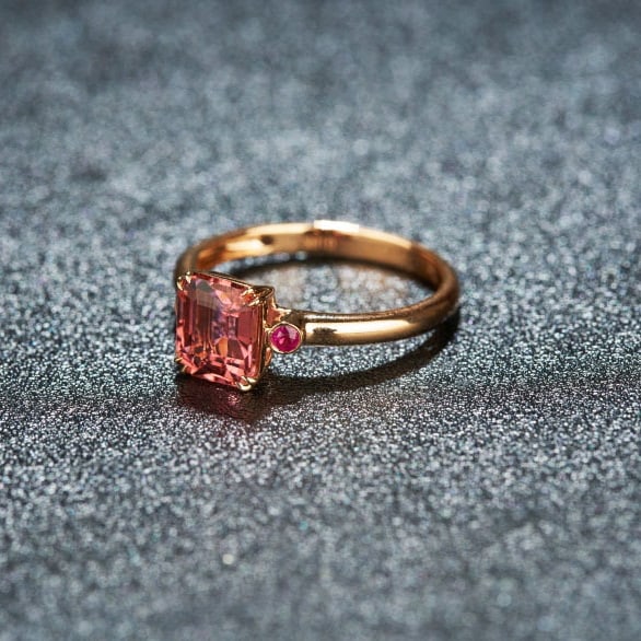 14k Gold 1.73 Ct Natural Tourmaline & Ruby Ring - 3