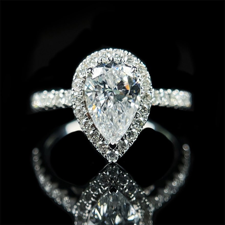 14k Gold 1 Ct Natural I-j Diamond Ring: Ref:231064243 // gold content:14k gold // ring size:7. 25us // // main gemstone:diamond // shape:pear // carat weight:1ct // clarity grade:si // color:i-j // treatment:natural // // adjacent gemstone