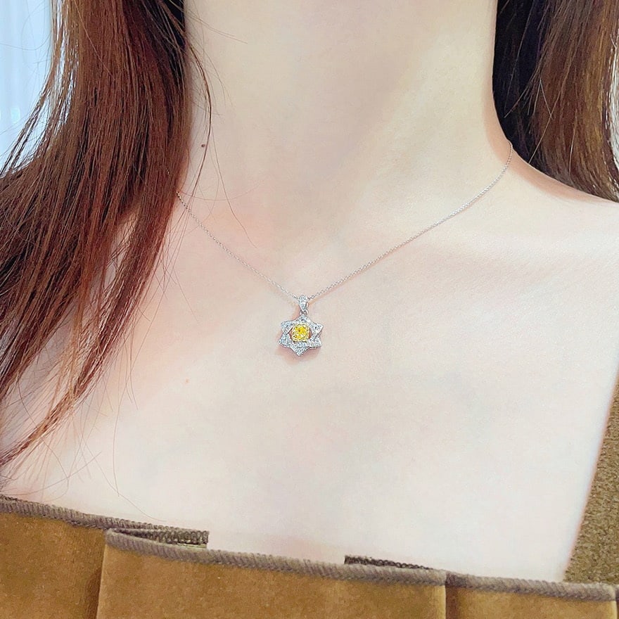 14k Gold 0.43 Ct Natural Color Diamond Pendant( Without Chain ) - 2