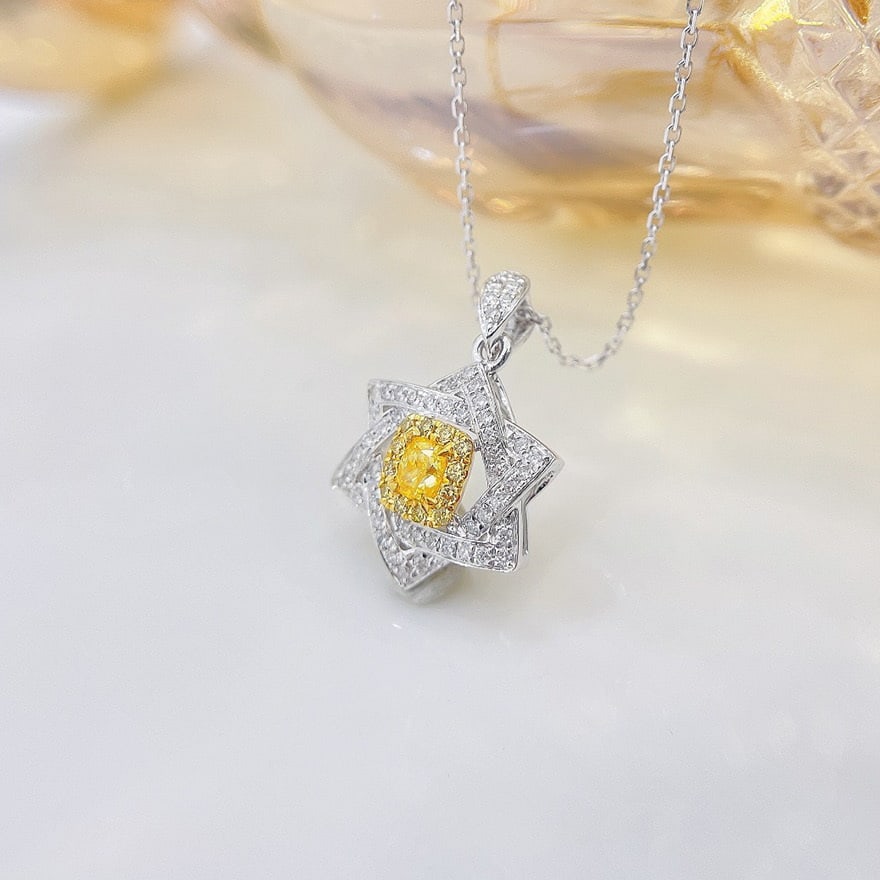 14k Gold 0.43 Ct Natural Color Diamond Pendant( Without Chain ) - 3