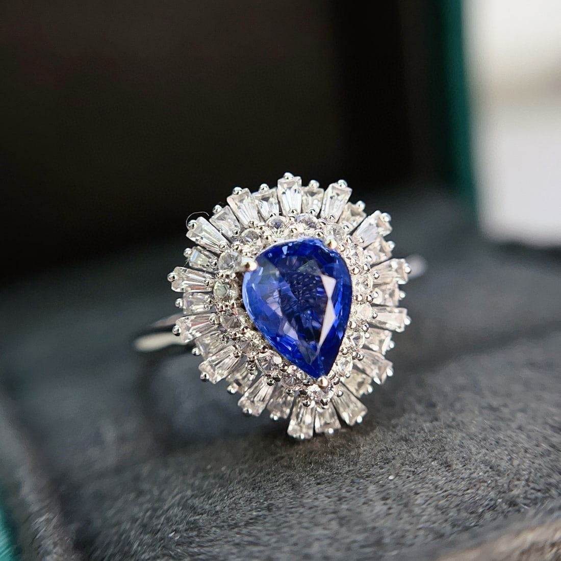 14k Gold 1.15 Ct Natural Sapphire & Diamond & Sapphire Ring/pendant( Without Chain ) - 2